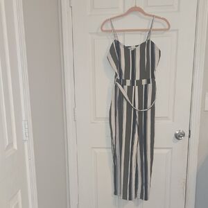 Almost Famous Olive and White Striped Jumper